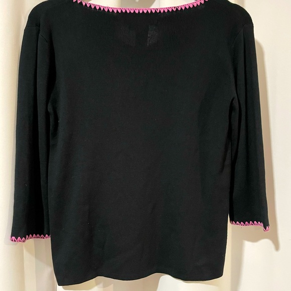Vintage Joseph A Banks 100% silk 3/4 length sleeve sweater with pink stitching - Picture 2 of 3